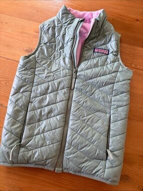 Vineyard Vines Sage Quilted Puffer Vest with Pink Label